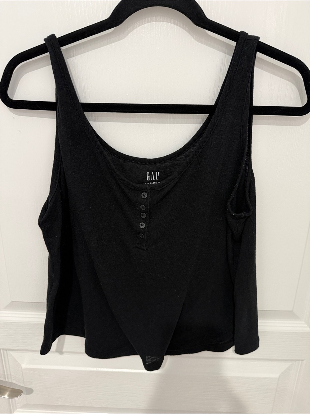 GAP Black Henley Scoop Tank Top